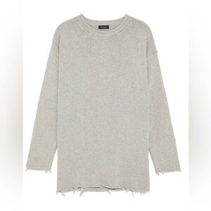 Gray Frayed Long Sweater